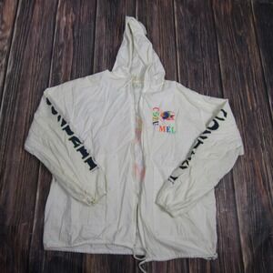 Cozumel Mexico Jacket Mens Medium White Hooded Windbreaker Full Zip Souvenir